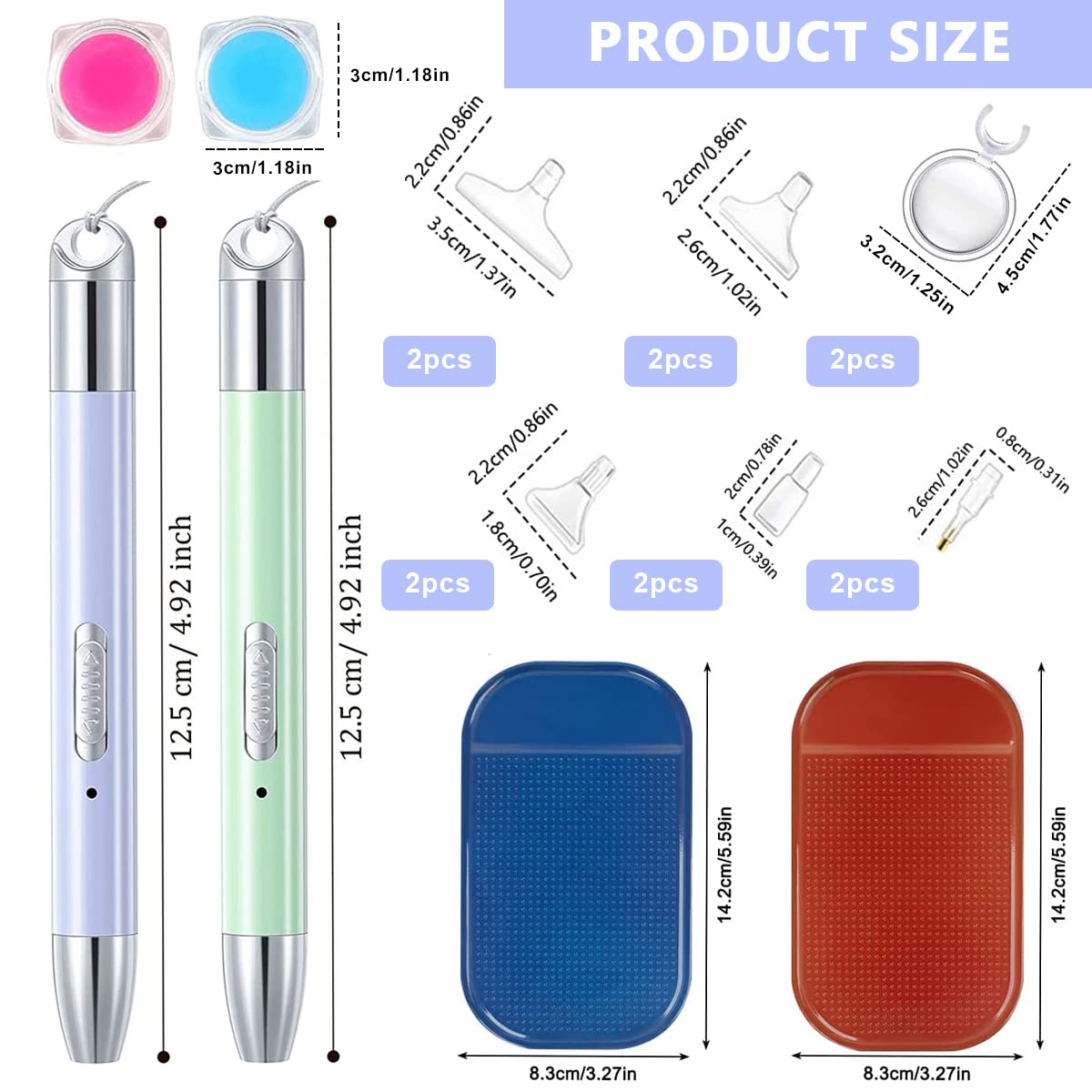 HASTHIP DIY Diamond Painting Accessories, 2 Pieces Diamond Painting Pen LED Drill Pens, 5 Types of Diamond Pick Up Bit (10Pcs), 2 Anti-Slip Mats, 2 Wax Organizer Storage Cases for DIY Painting Craft HASTHIP DIY Diamond Painting Accessories, 2 Pieces Diamond Painting Pen LED Drill Pens, 5 Types of Diamond Pick Up Bit (10Pcs), 2 Anti-Slip Mats, 2 Wax Organizer Storage Cases for DIY Painting Craft